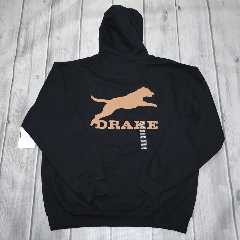 NEW Drake Waterfowl Systems Leaping Lab Graphic Hoodie Black - Men's Sz Large